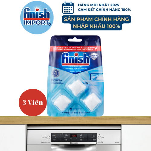 Vỉ 3 viên vệ sinh bảo trì máy rửa chén Finish hằng tháng (EU) – (Vỉ 3 viên - Khuyên dùng 1 tháng 1 lần/viên).